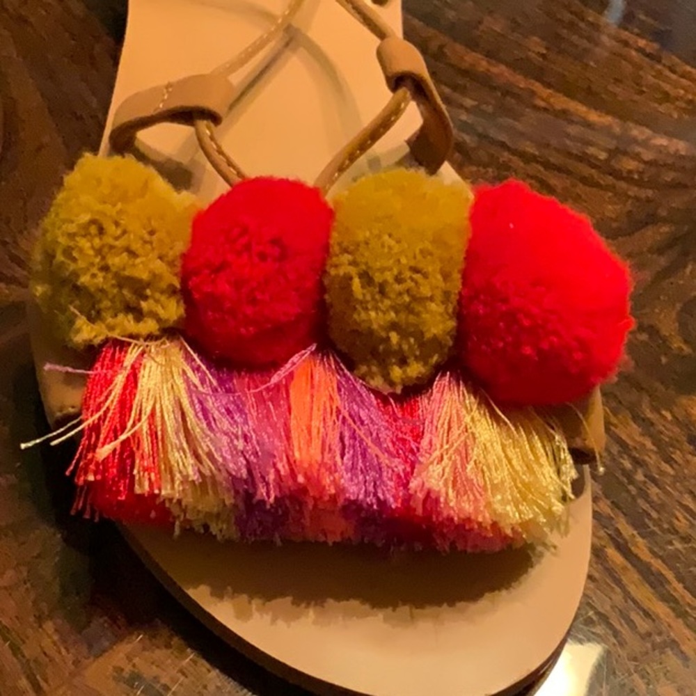 Colorful Pom-Pom Sandals